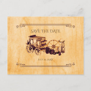 Postal De Anuncios Boda Country Vintage Occidental Guardar la Fecha
