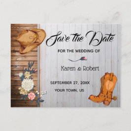 Postal De Anuncios Boda Country Western Rústica Guardar la Fecha