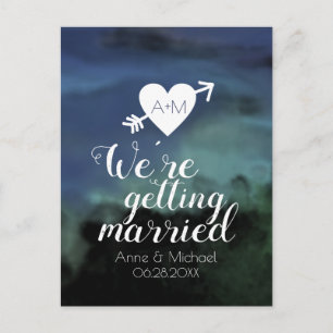 Postal De Anuncios boda de acuarela azul GUARDAR LA FECHA