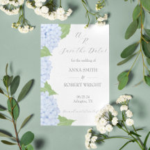 Boda de Acuarela de Hortensia Azul con Código QR