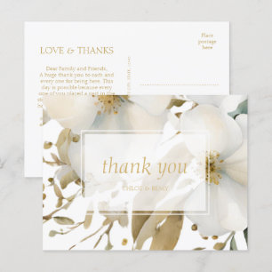 Postal De Anuncios Boda de acuarela floral Gracias