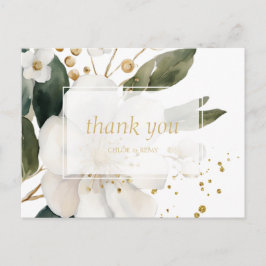 Postal De Anuncios Boda de acuarela floral Gracias