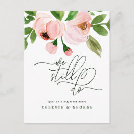 Postal De Anuncios Boda de acuarela floral rosa cambio de fecha