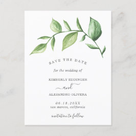 Postal De Anuncios Boda de Acuarela Rústica de Vegetación Guardar la