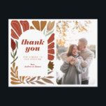 Postal De Anuncios Boda de agradecimiento floral de terracota brillan<br><div class="desc">Tarjeta postal de anuncio de boda de agradecimiento floral de terracota brillante y audaz</div>