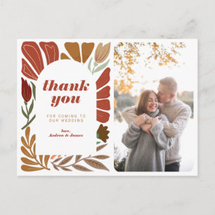 Postal De Anuncios Boda de agradecimiento floral de terracota brillan