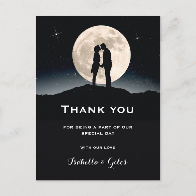Postal De Anuncios Boda de agradecimiento sobre la Luna (Anverso)