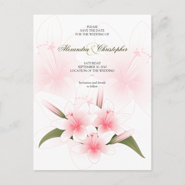 Postal De Anuncios Boda De Alimentos Blancos Y Rosados Salva La Fecha (Anverso)
