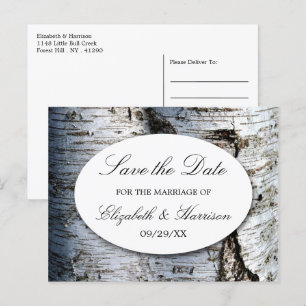 Postal De Anuncios Boda De Árbol De Aves Rústico Del País Guarda La F