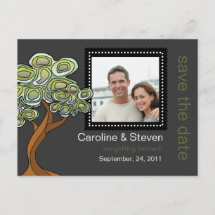 Postal De Anuncios Boda de árbol ecológico Guardar la fecha