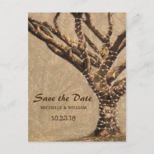 Postal De Anuncios Boda de árbol rústico Guardar la fecha