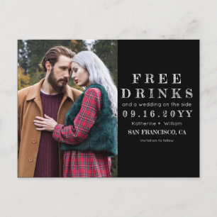 Postal De Anuncios Boda de bebidas gratis en Chalkboard Foto Guardar