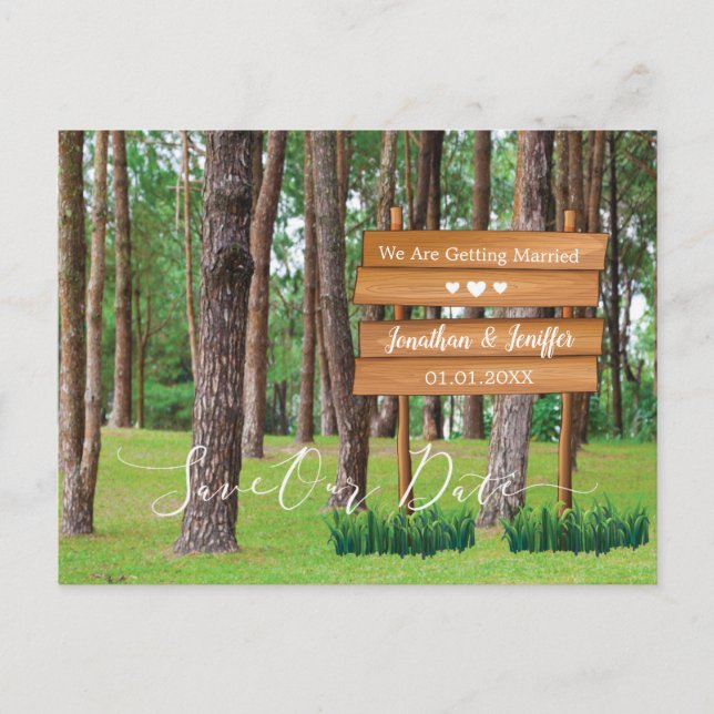 Postal De Anuncios Boda de bosque y naturaleza salva la fecha (Anverso)