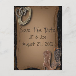 Postal De Anuncios boda de botas de vaquero occidental salva la fecha