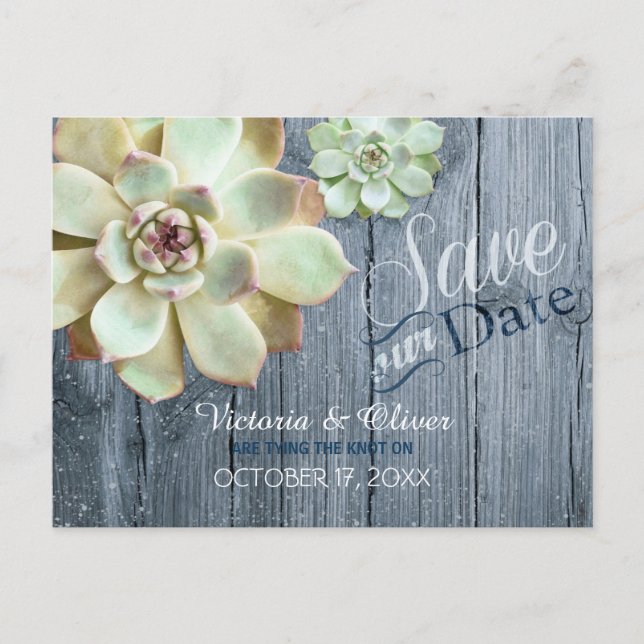 Postal De Anuncios Boda de Cactus exitosa de la deflación Guardar la  (Anverso)