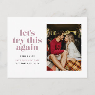 Postal De Anuncios Boda de cambio de fecha Mauve Vamos a intentarlo d