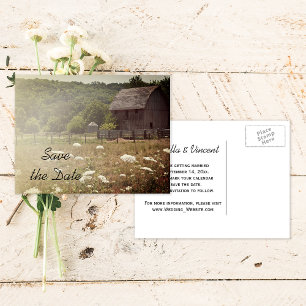 Postal De Anuncios Boda de campo de granero templado salva la fecha