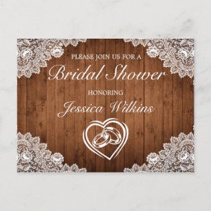 Postal De Anuncios Boda de Campo & Encaje Blanco Despedida de Soltera
