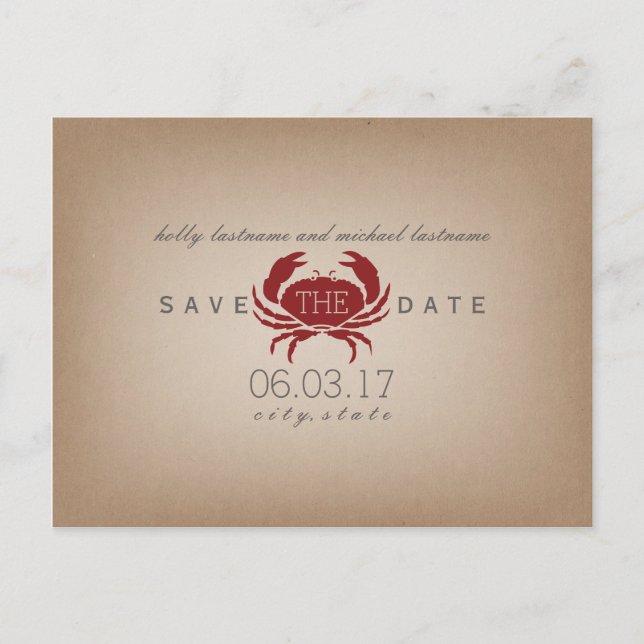 Postal De Anuncios Boda De Cangrejo Inspirada En El Cardstock Salva L (Anverso)