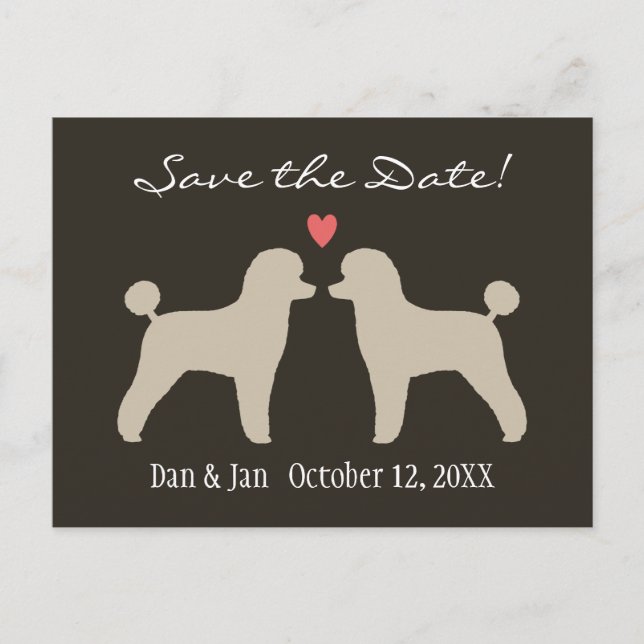 Postal De Anuncios Boda de Caniches Toy Salvar la Fecha (Anverso)