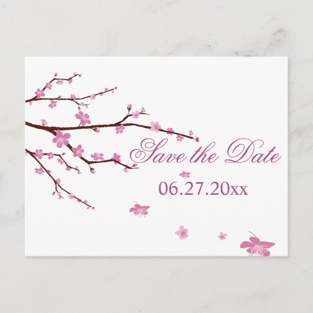 Postal De Anuncios Boda De Cerezo En Flor Salva Las Fechas (Anverso)
