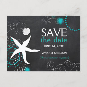 Postal De Anuncios Boda de Chalkboard Beach Save the Date