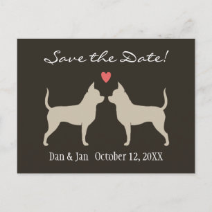 Postal De Anuncios Boda de Chihuahuas Guardar la Fecha