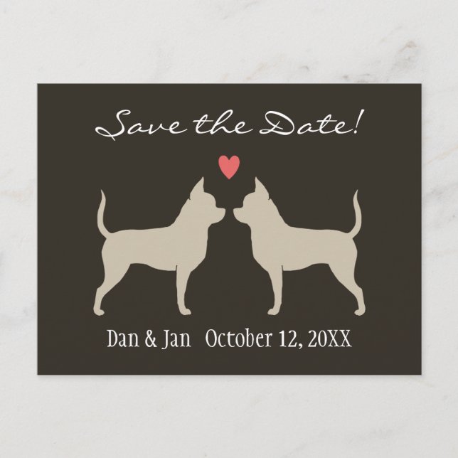 Postal De Anuncios Boda de Chihuahuas Guardar la Fecha (Anverso)