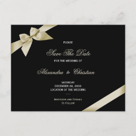 Postal De Anuncios Boda de cinta de crema Guardar la fecha 4