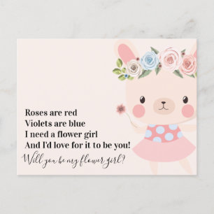 Postal De Anuncios Boda de Conejito Adorable: Propuesta para Niña de 