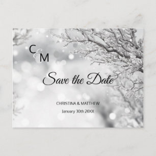 Postal De Anuncios Boda de copos de nieve de invierno GUARDAR LA FECH