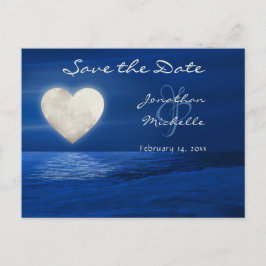 Postal De Anuncios Boda de corazón de luna de invierno en la playa, g