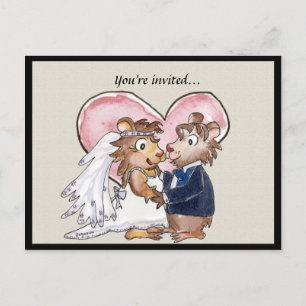 Postal De Anuncios Boda de corte de corazón rosado Guardar las tarjet