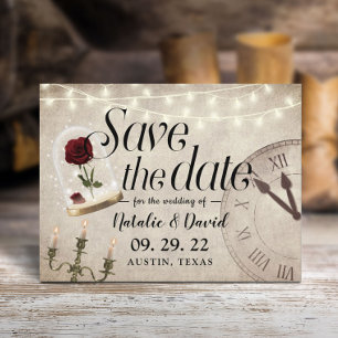 Postal De Anuncios Boda de Cuento de Hadas Vintage Guardar la Fecha
