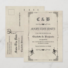 Postal De Anuncios Boda de Cuento de Hadas Vintage Guardar la Fecha
