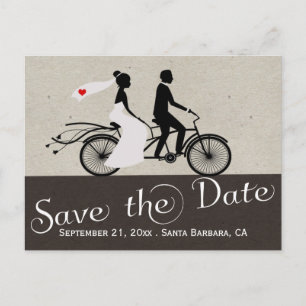 Postal De Anuncios Boda De Cute Tandem Bike Bride Y Groom