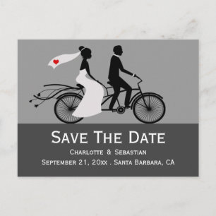 Postal De Anuncios Boda De Cute Tandem Bike Bride Y Groom