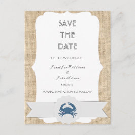 Postal De Anuncios Boda de destino de cangrejo azul Guardar las tarje