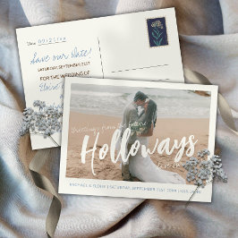 Postal De Anuncios Boda de Destino de Foto Simple Guardar la Fecha