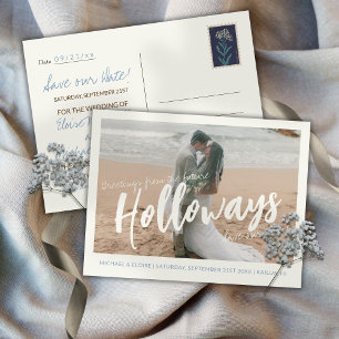 Postal De Anuncios Boda de Destino de Foto Simple Guardar la Fecha