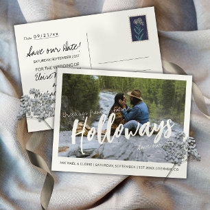 Postal De Anuncios Boda de Destino de Foto Simple Guardar la Fecha