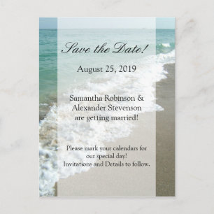 Postal De Anuncios Boda de destino de playa panorámica Guardar la fec