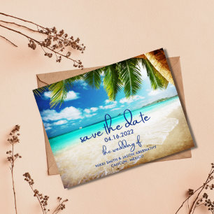 Postal De Anuncios Boda de destino de playa tropical salva las fechas