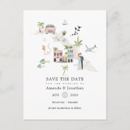 Postal De Anuncios Boda de destino en Cuba con acuarela Save the Date