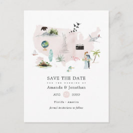 Postal De Anuncios Boda de destino en Florida con acuarela EE. UU.