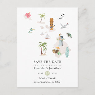 Postal De Anuncios Boda de destino en Maui - Hawái - Guardar la fecha