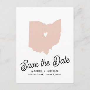 Postal De Anuncios Boda de destino en OHIO Estado Cualquier Color