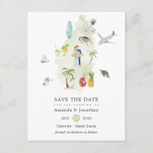 Postal De Anuncios Boda de destino en Santa Lucía, guardar la fecha