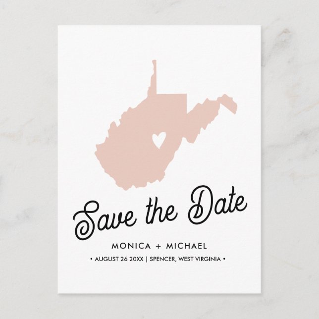 POSTAL DE ANUNCIOS BODA DE DESTINO EN VIRGINIA OCCIDENTAL CUALQUIER C (Anverso)