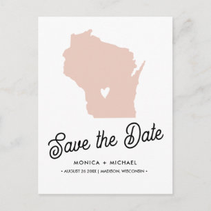 POSTAL DE ANUNCIOS BODA DE DESTINO EN WISCONSIN CUALQUIER COLOR